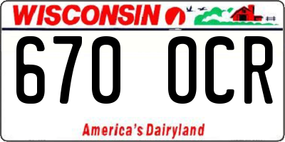 WI license plate 670OCR