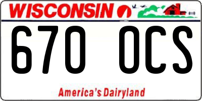 WI license plate 670OCS