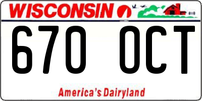 WI license plate 670OCT