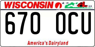 WI license plate 670OCU