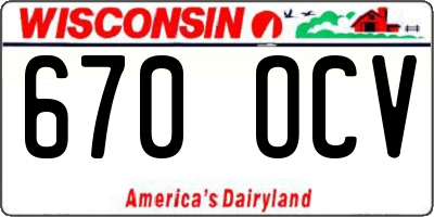 WI license plate 670OCV
