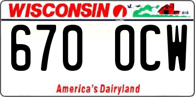 WI license plate 670OCW