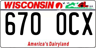 WI license plate 670OCX
