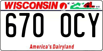 WI license plate 670OCY