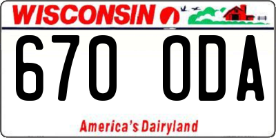 WI license plate 670ODA
