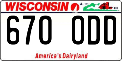 WI license plate 670ODD