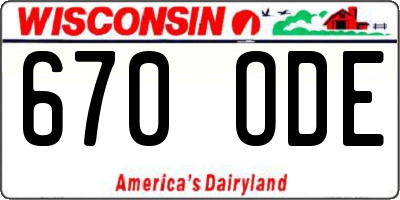 WI license plate 670ODE