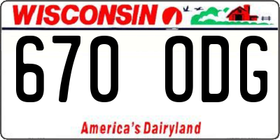 WI license plate 670ODG