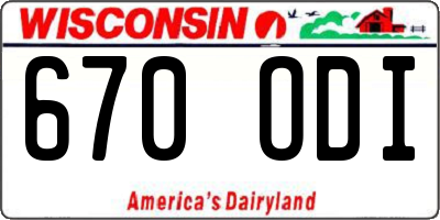 WI license plate 670ODI