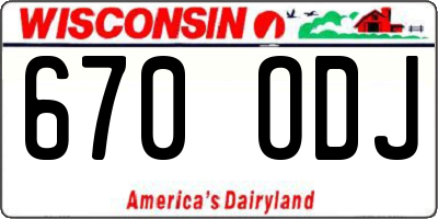 WI license plate 670ODJ