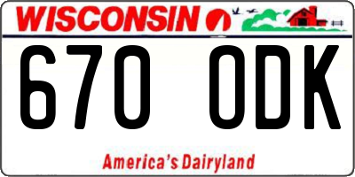 WI license plate 670ODK