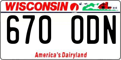 WI license plate 670ODN