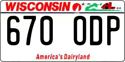 WI license plate 670ODP