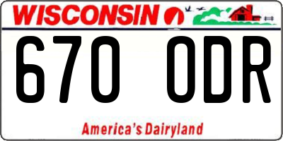 WI license plate 670ODR