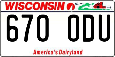 WI license plate 670ODU