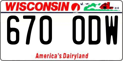 WI license plate 670ODW