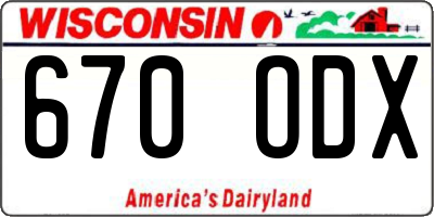 WI license plate 670ODX