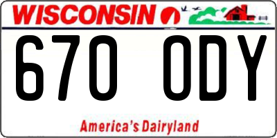 WI license plate 670ODY