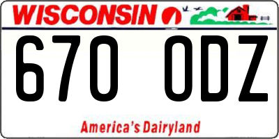 WI license plate 670ODZ