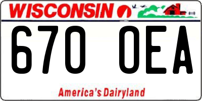 WI license plate 670OEA