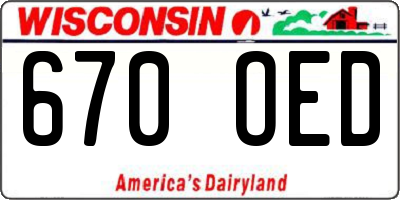 WI license plate 670OED