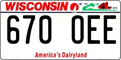 WI license plate 670OEE