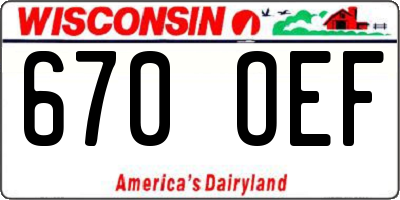WI license plate 670OEF