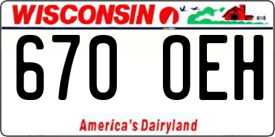 WI license plate 670OEH