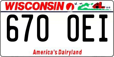 WI license plate 670OEI