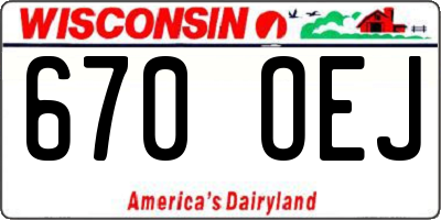 WI license plate 670OEJ