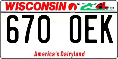 WI license plate 670OEK