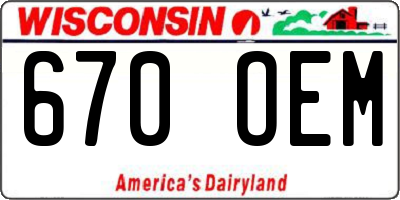 WI license plate 670OEM