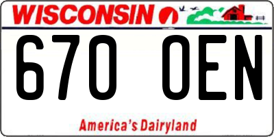 WI license plate 670OEN