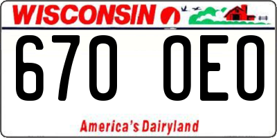 WI license plate 670OEO