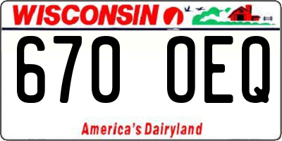 WI license plate 670OEQ