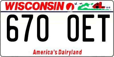WI license plate 670OET