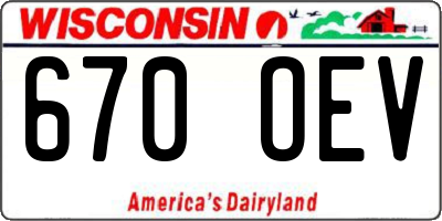 WI license plate 670OEV