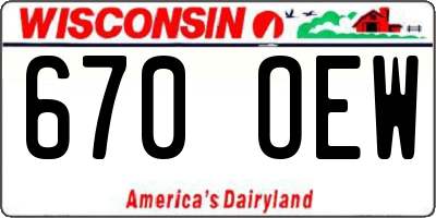 WI license plate 670OEW