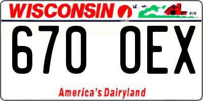 WI license plate 670OEX