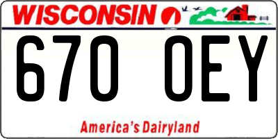 WI license plate 670OEY