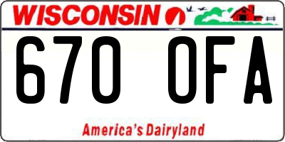 WI license plate 670OFA