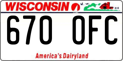 WI license plate 670OFC