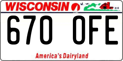 WI license plate 670OFE