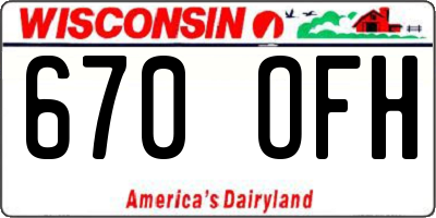 WI license plate 670OFH