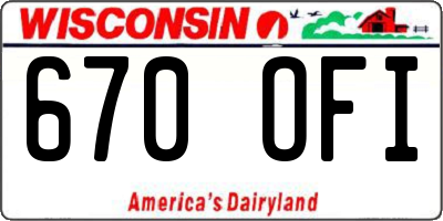 WI license plate 670OFI