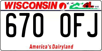 WI license plate 670OFJ