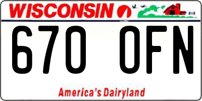 WI license plate 670OFN