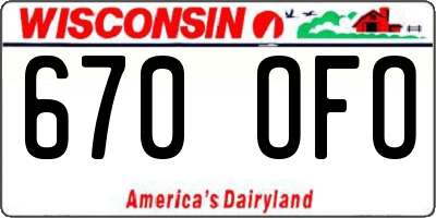 WI license plate 670OFO