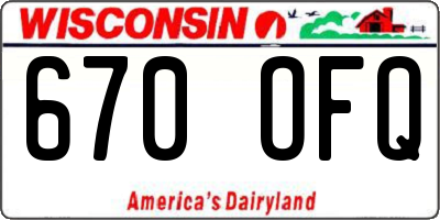WI license plate 670OFQ