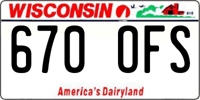 WI license plate 670OFS